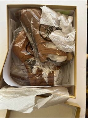 Women's Tan Strappy Heel Sandals